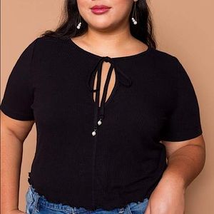 NWOT Lovefool Pearl Drop Tee 2x Black